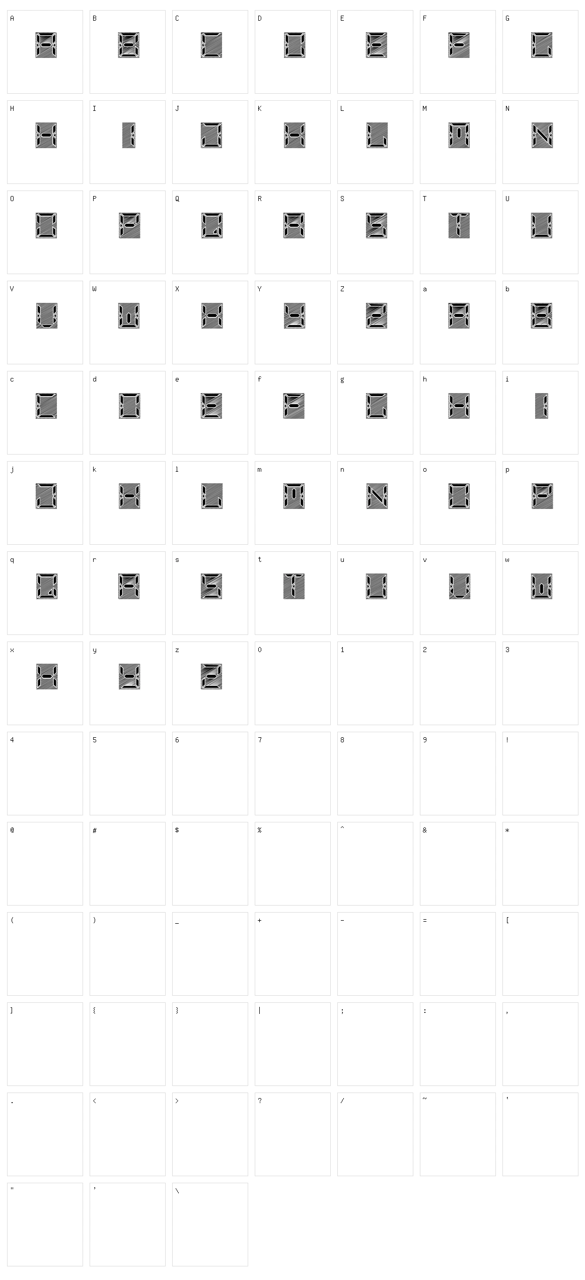 Liquid Crystal Character Set
