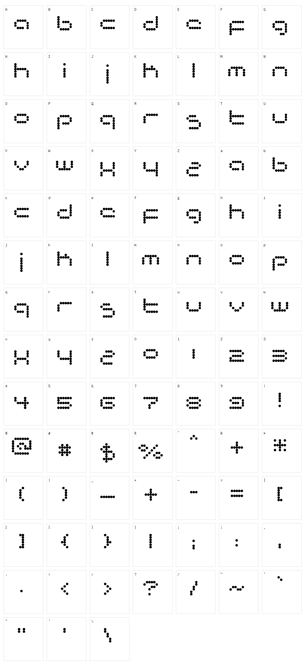 Matrixtron Character Set