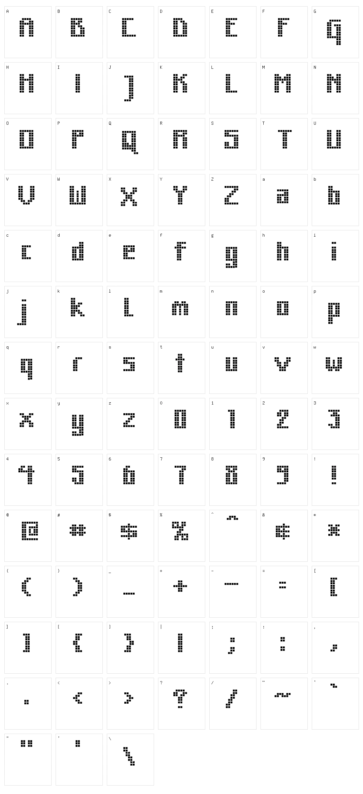 MK Zodnig Square Character Set