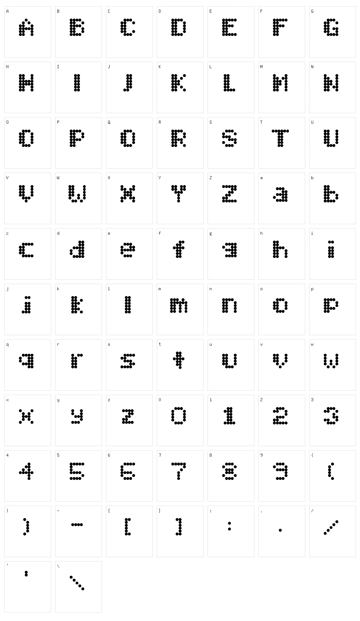 Mobitec 6x6 Character Set