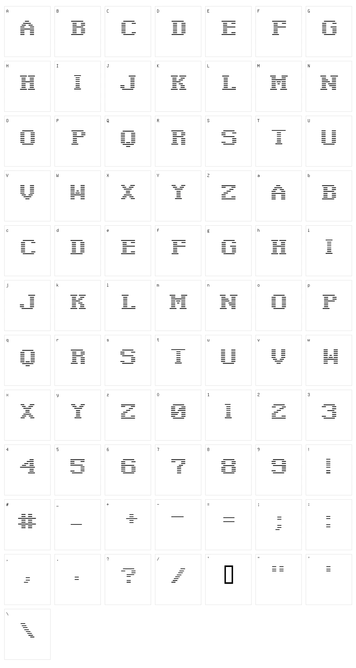 Negative Tuning Character Set