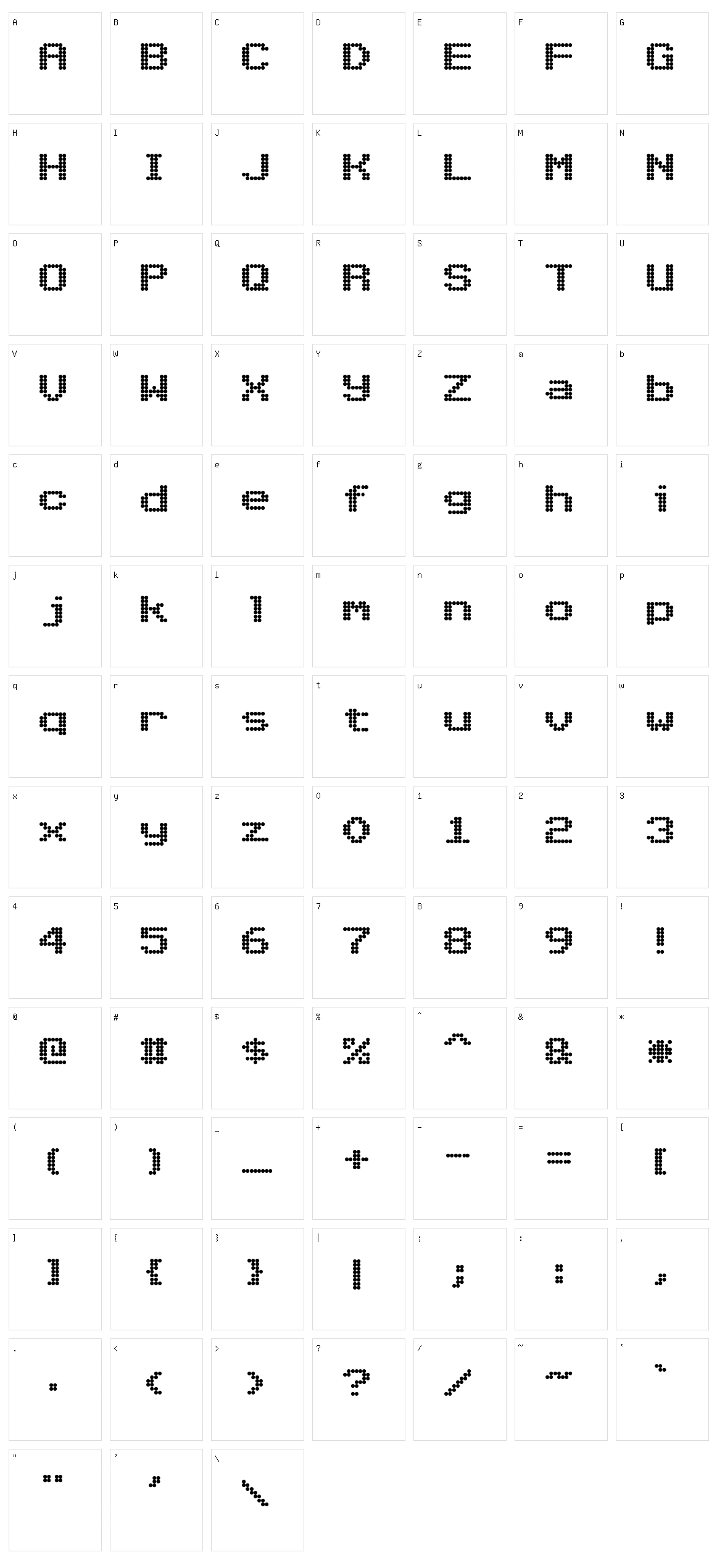 Nioc Tresni Character Set