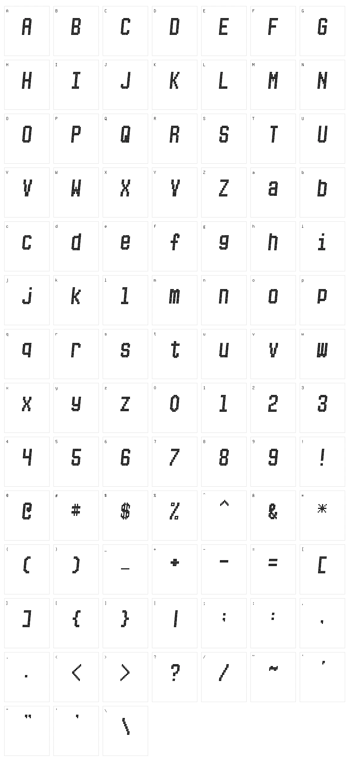 Picksuhl Character Set