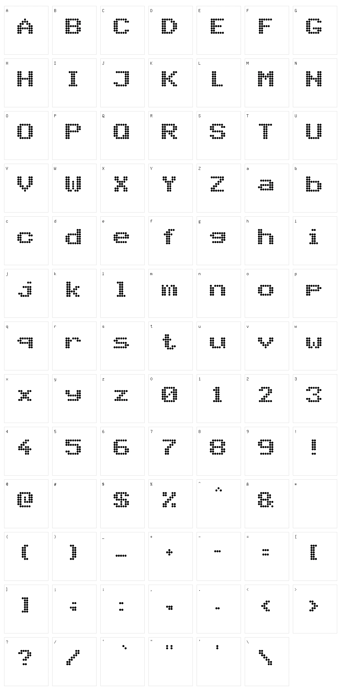PIDvl bold Character Set