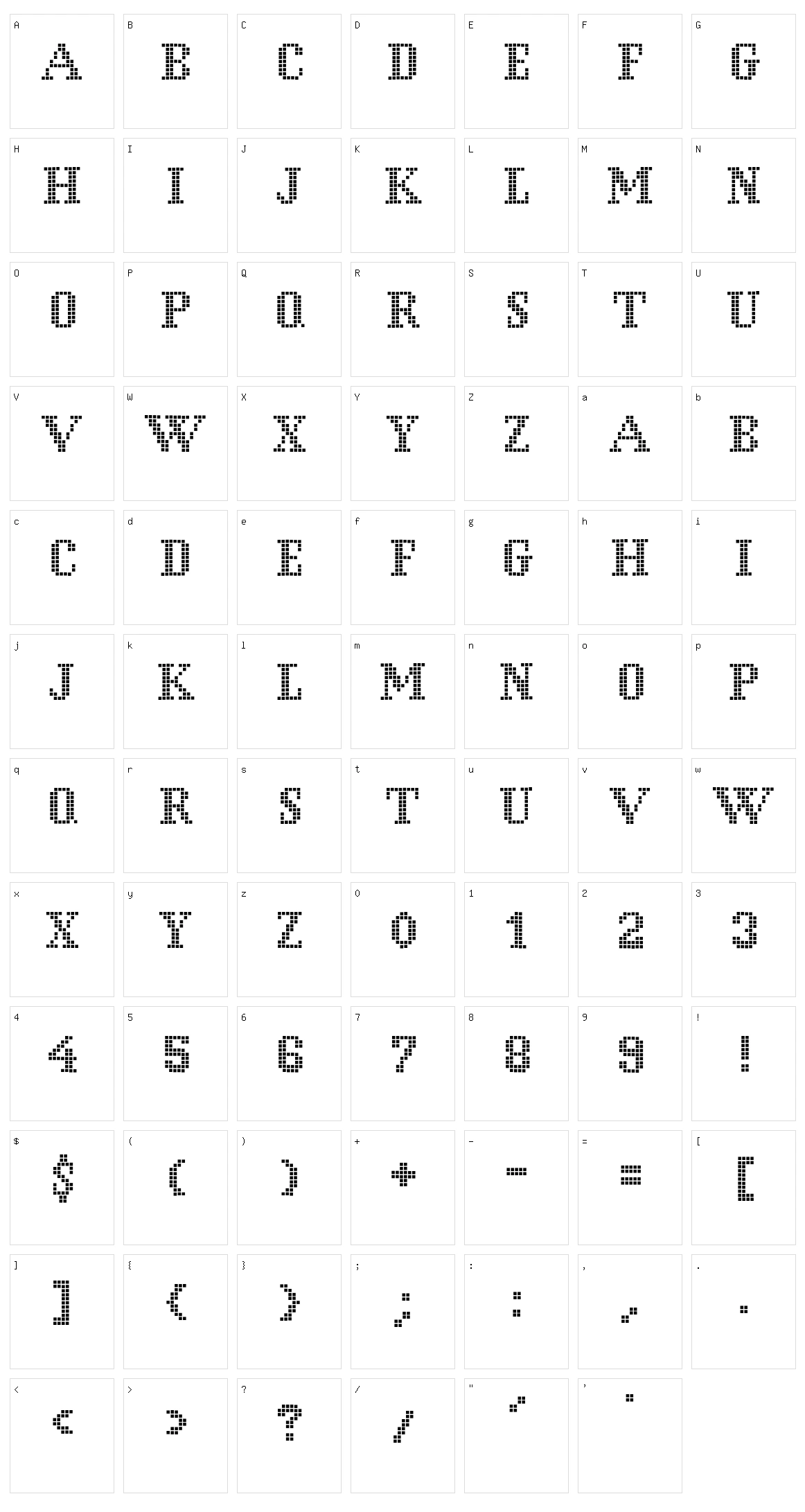 Rectaxel Character Set