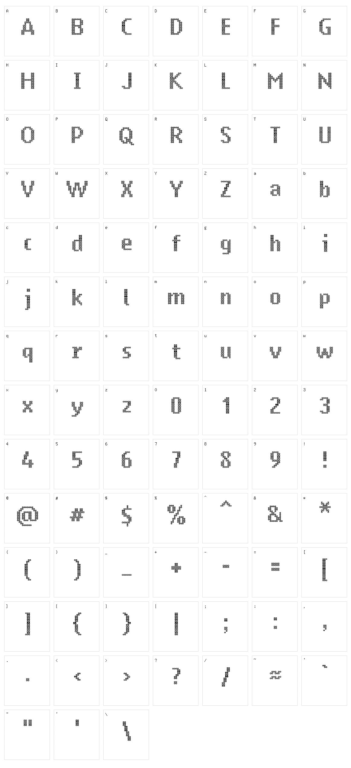 Ring Matrix Character Set
