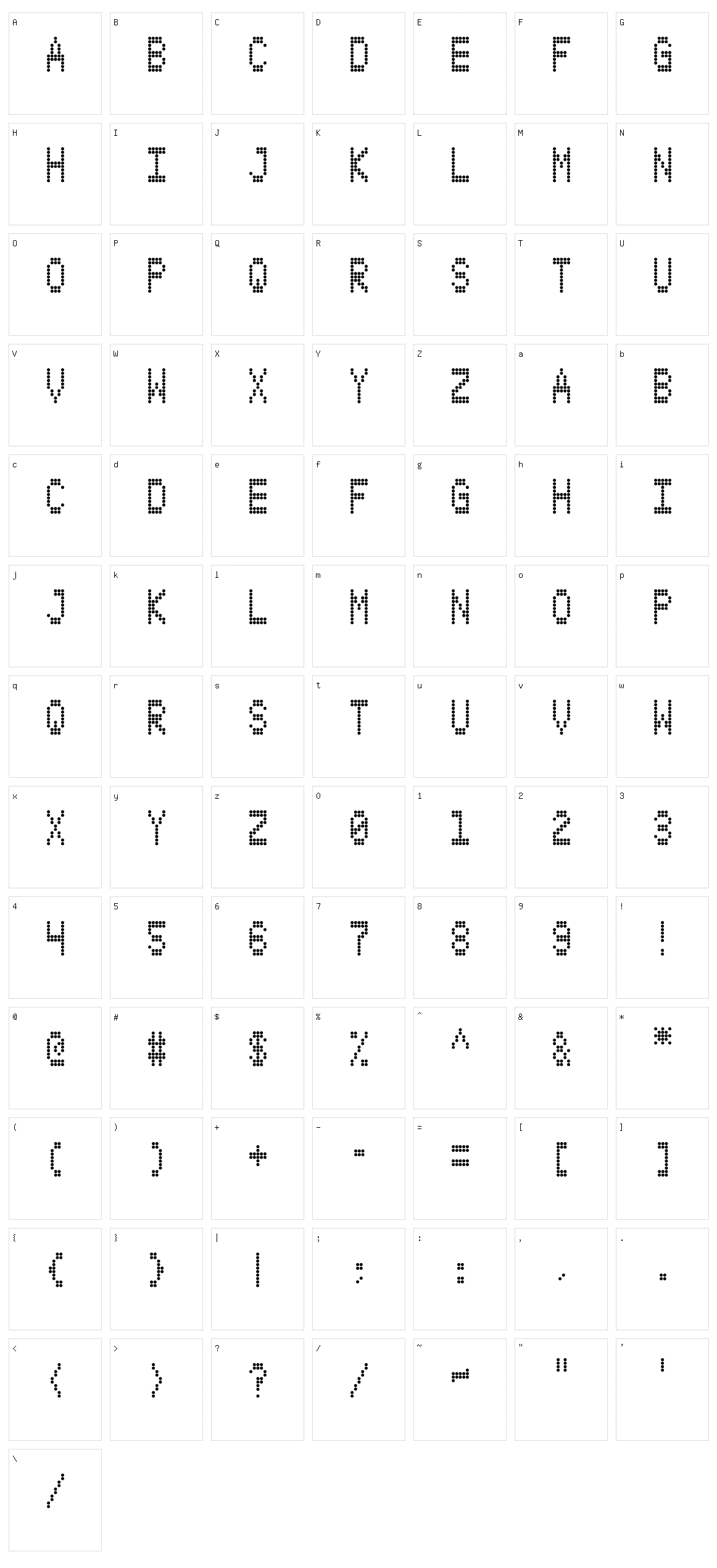 S4QUFX Character Set