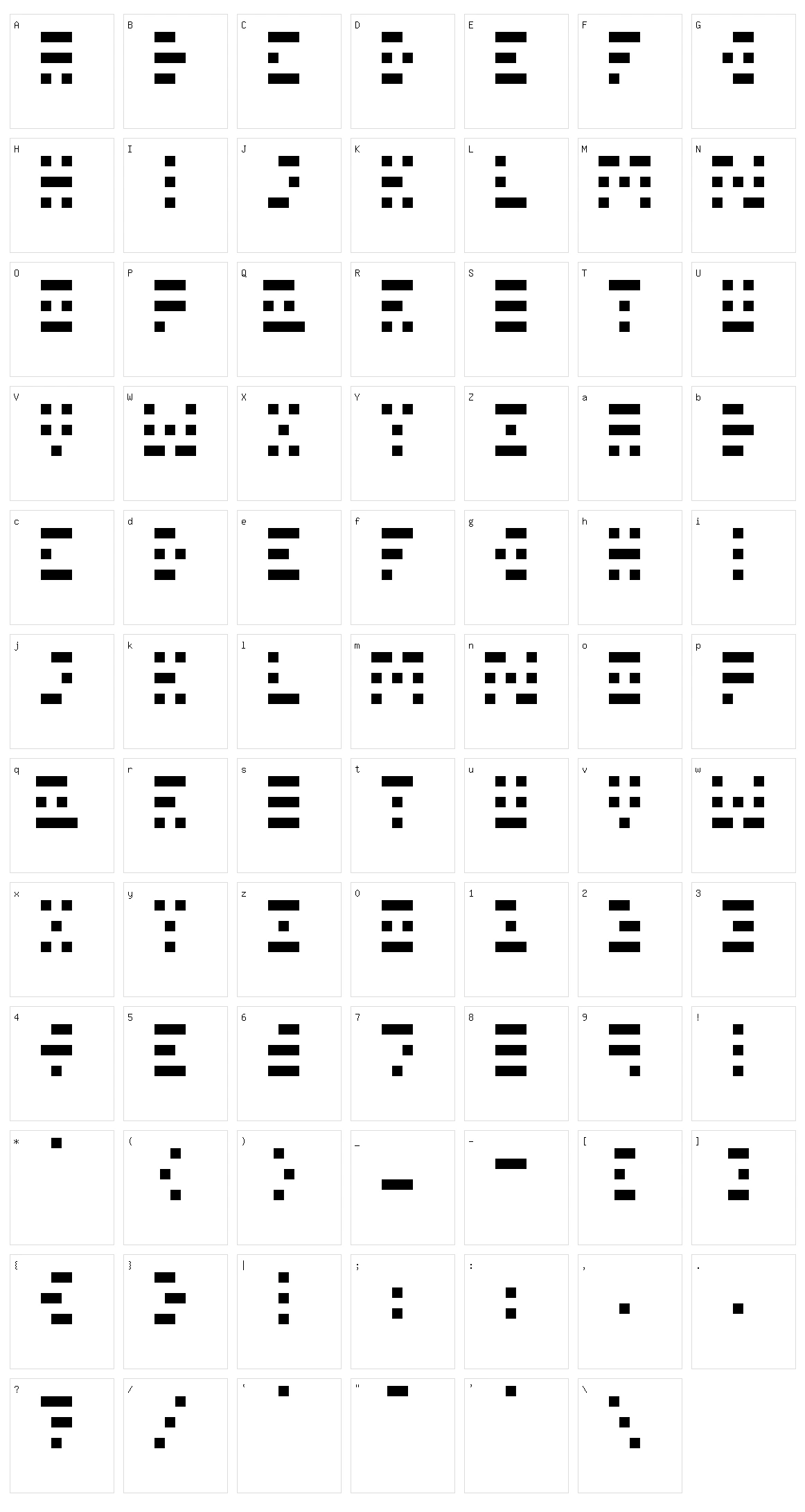 Scanline Character Set