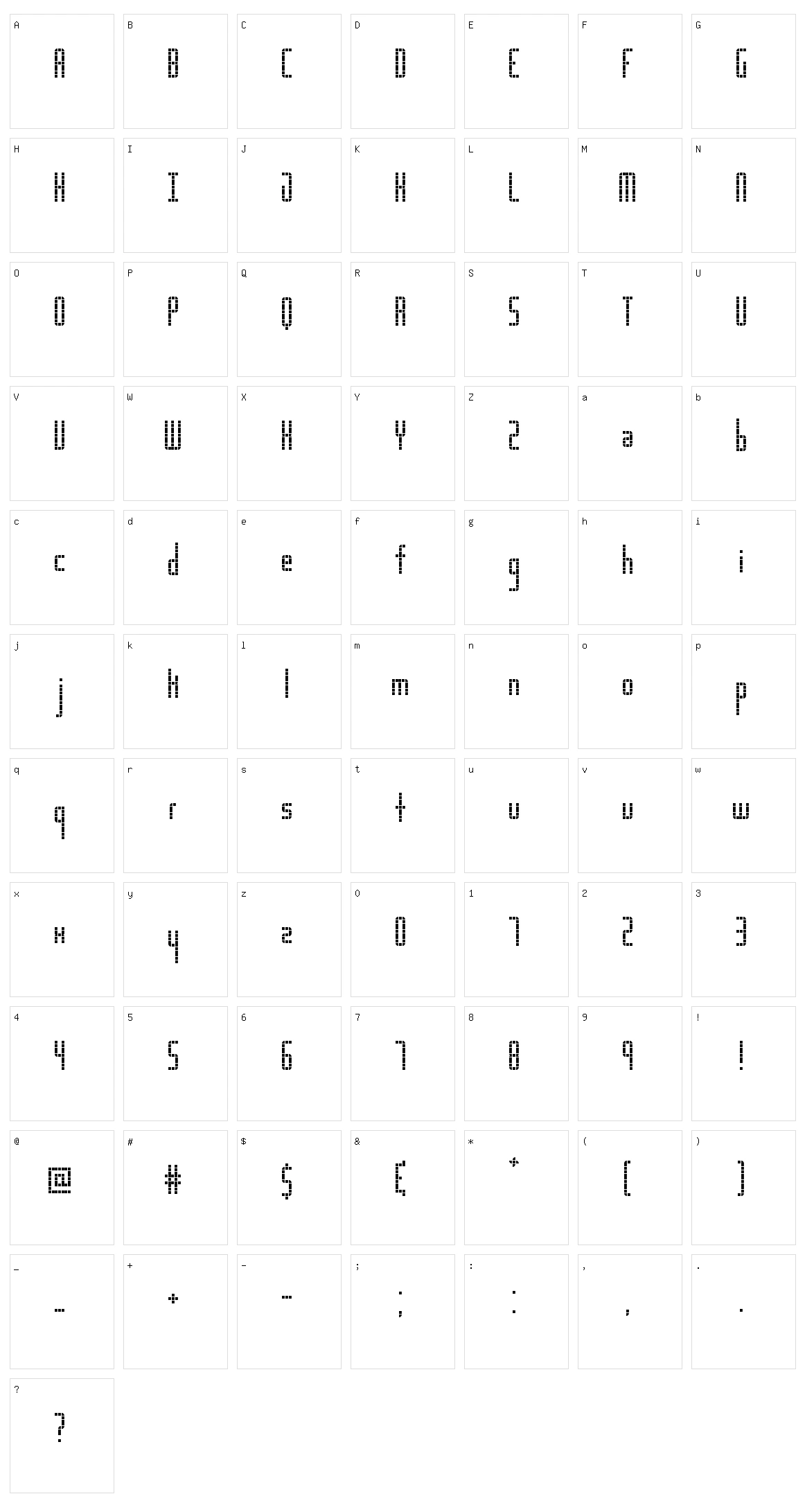 Scoreboard LED Character Set