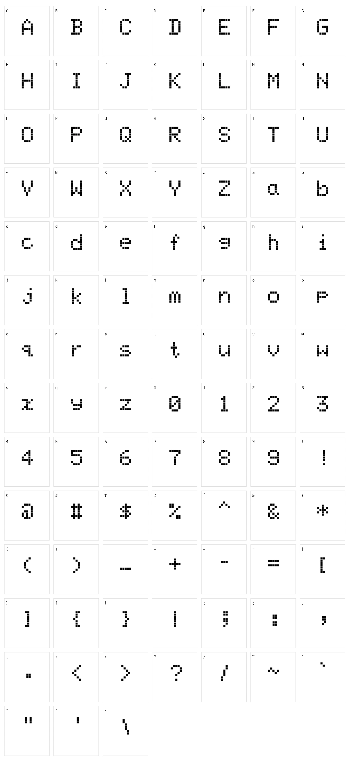 Screen Matrix Character Set