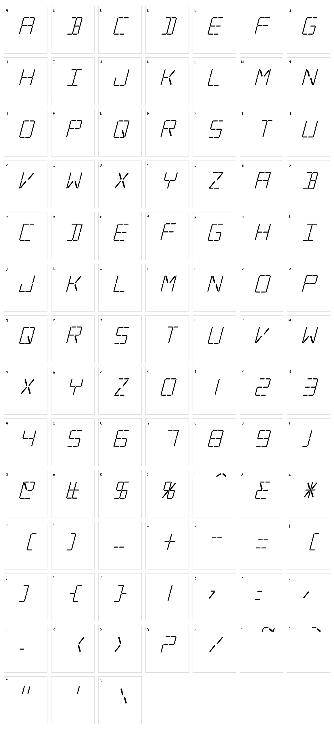 Silverball Oblique Character Set