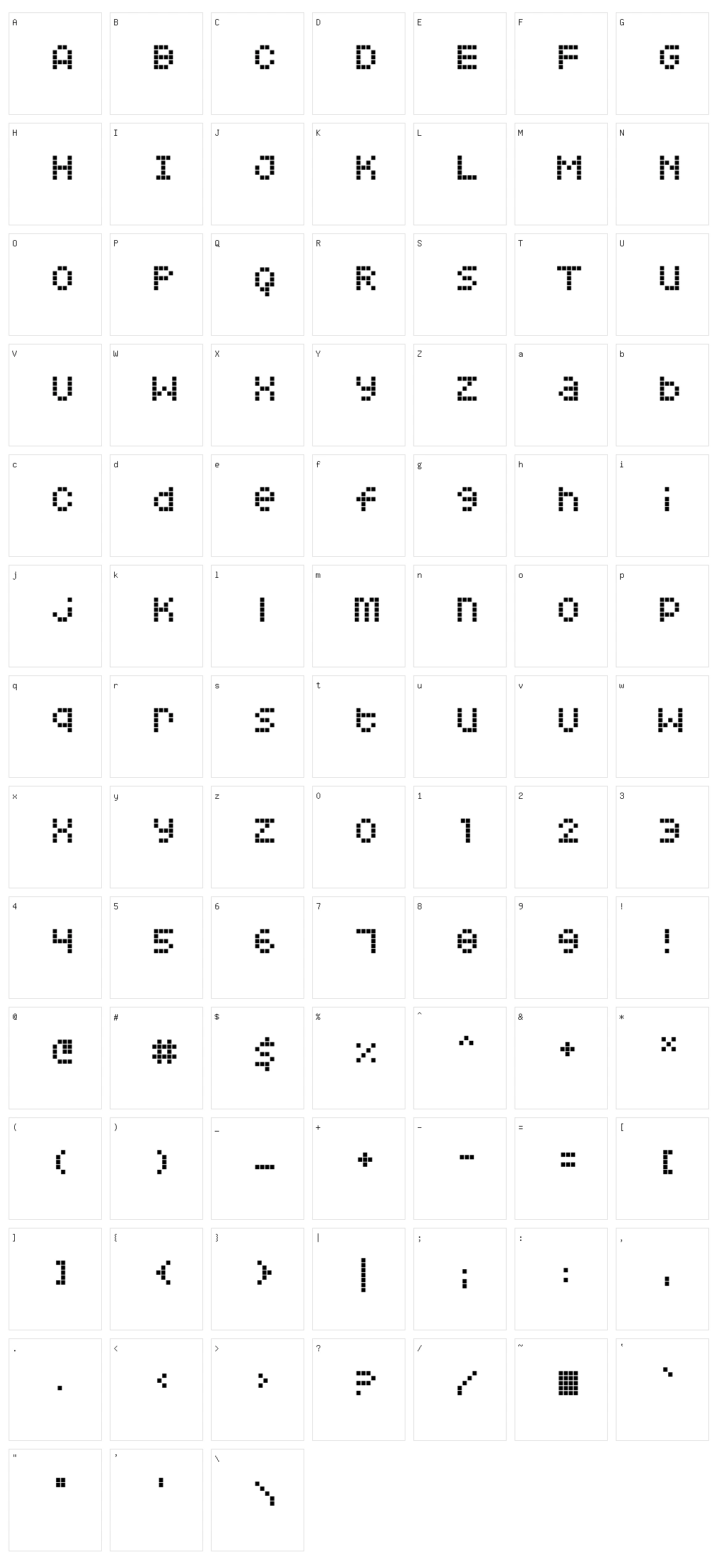 Squarodynamic Character Set
