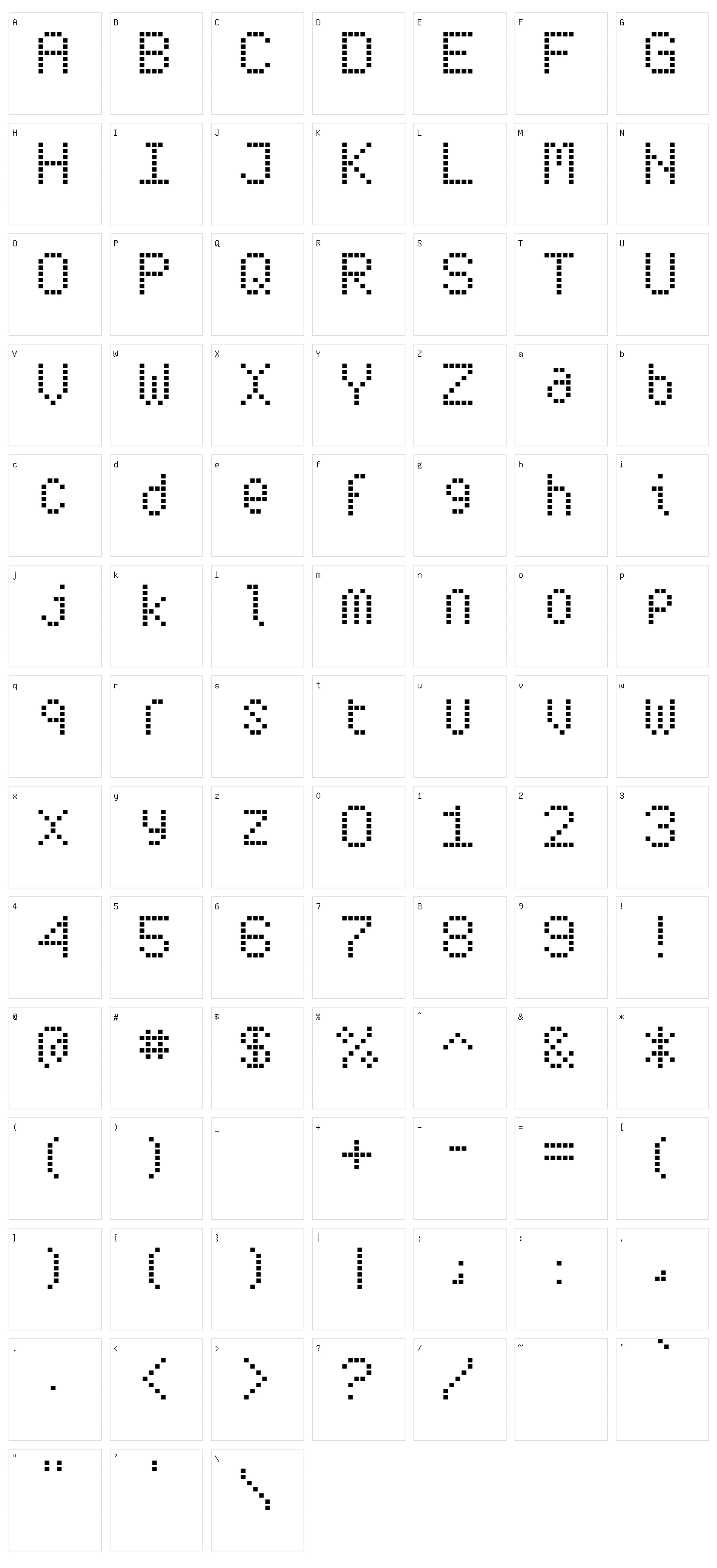 Subway Ticker Character Set