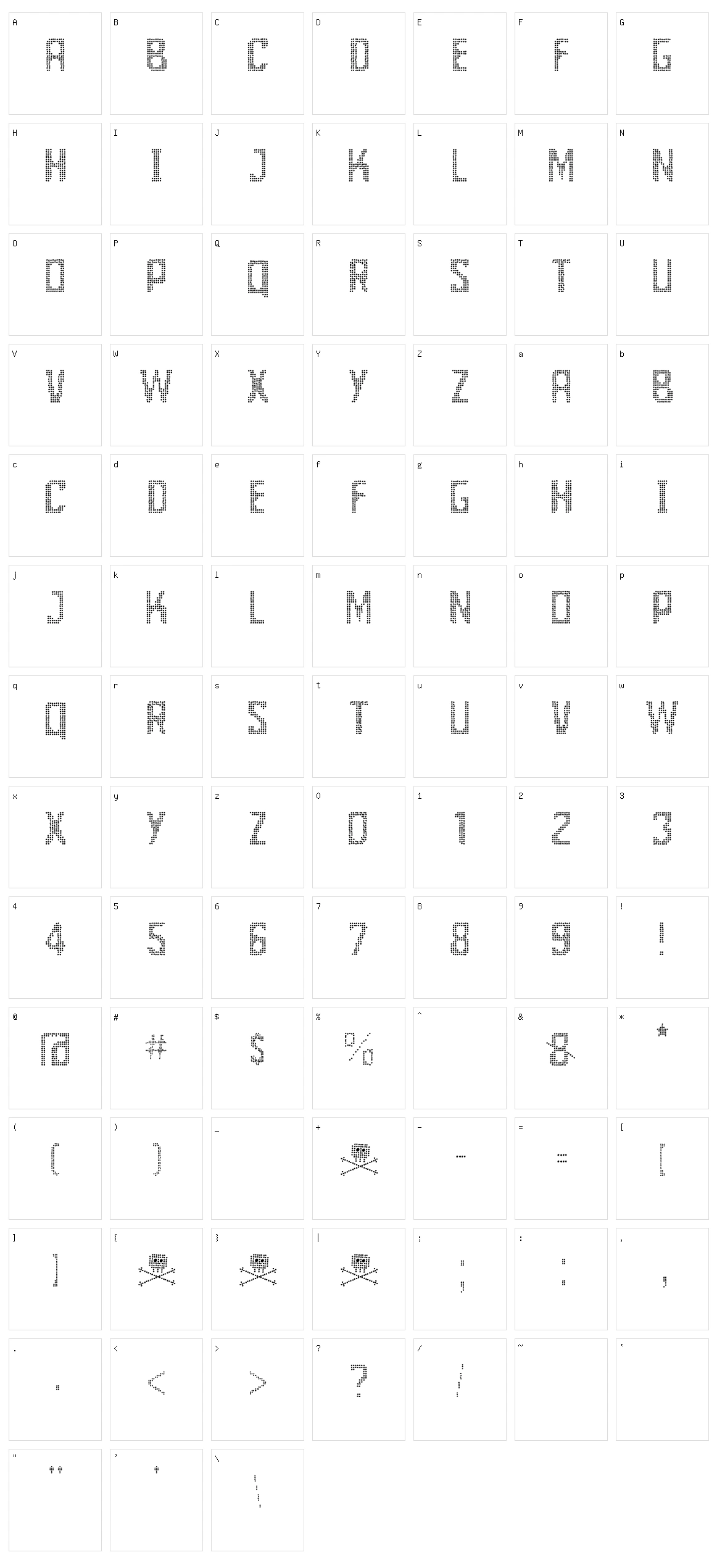 System Error Font Character Set