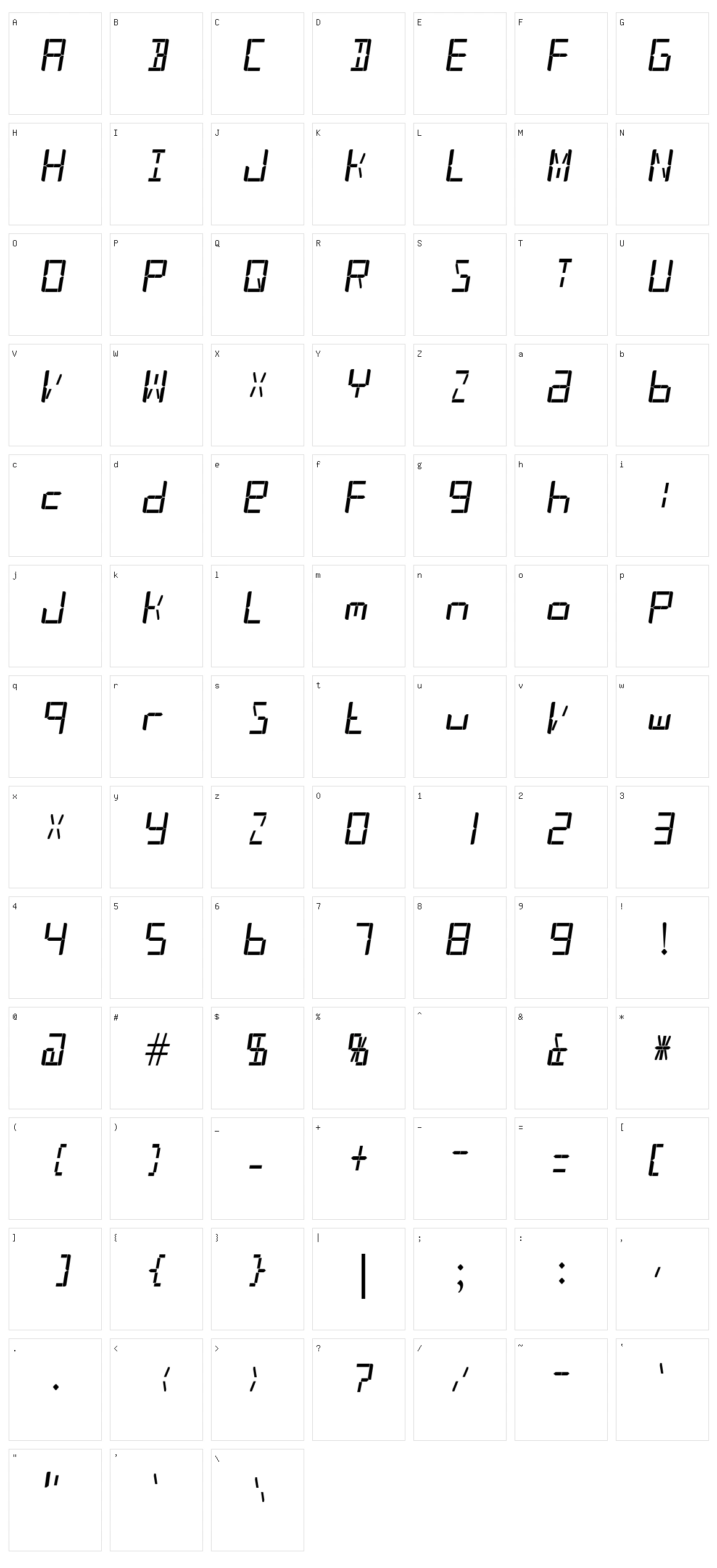 Taxi Meter Character Set