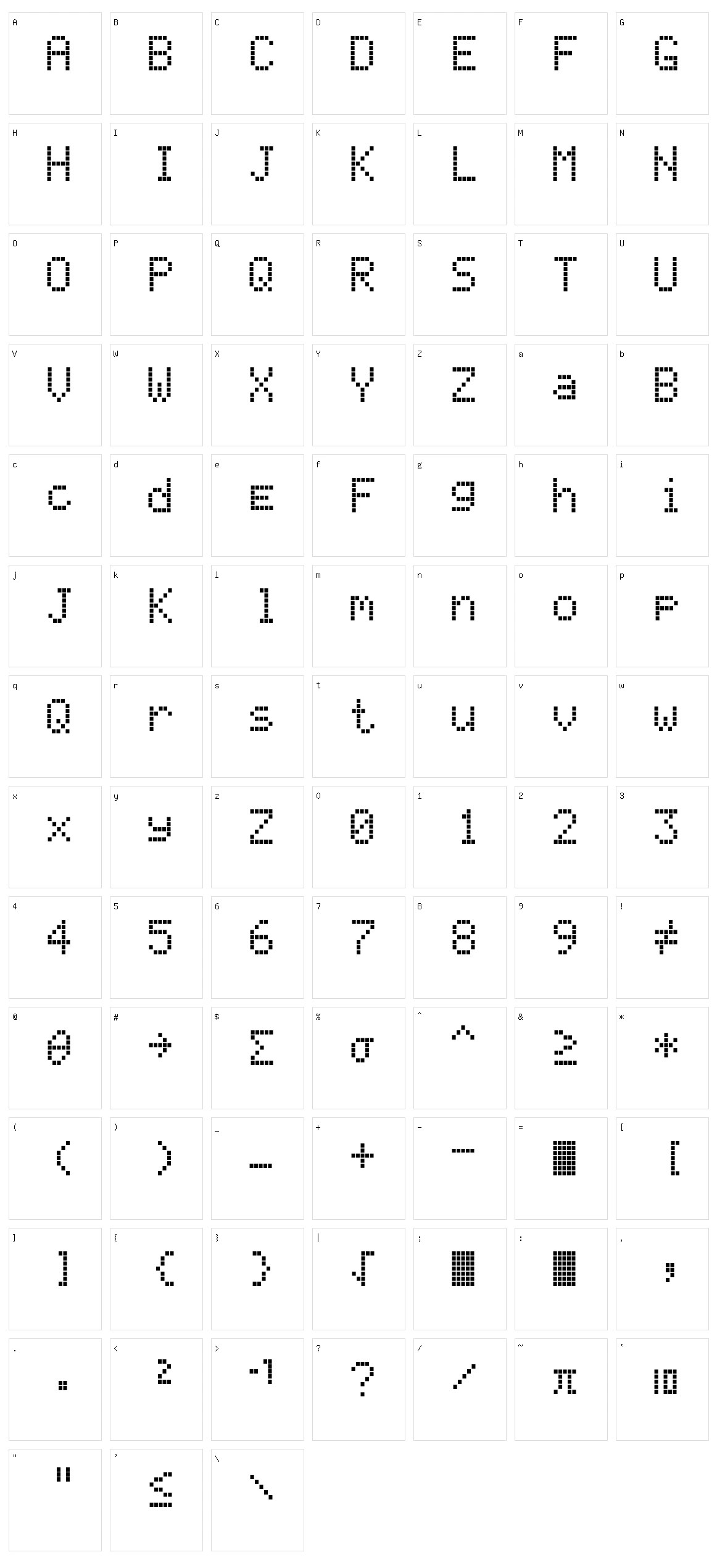 Texas LED Character Set