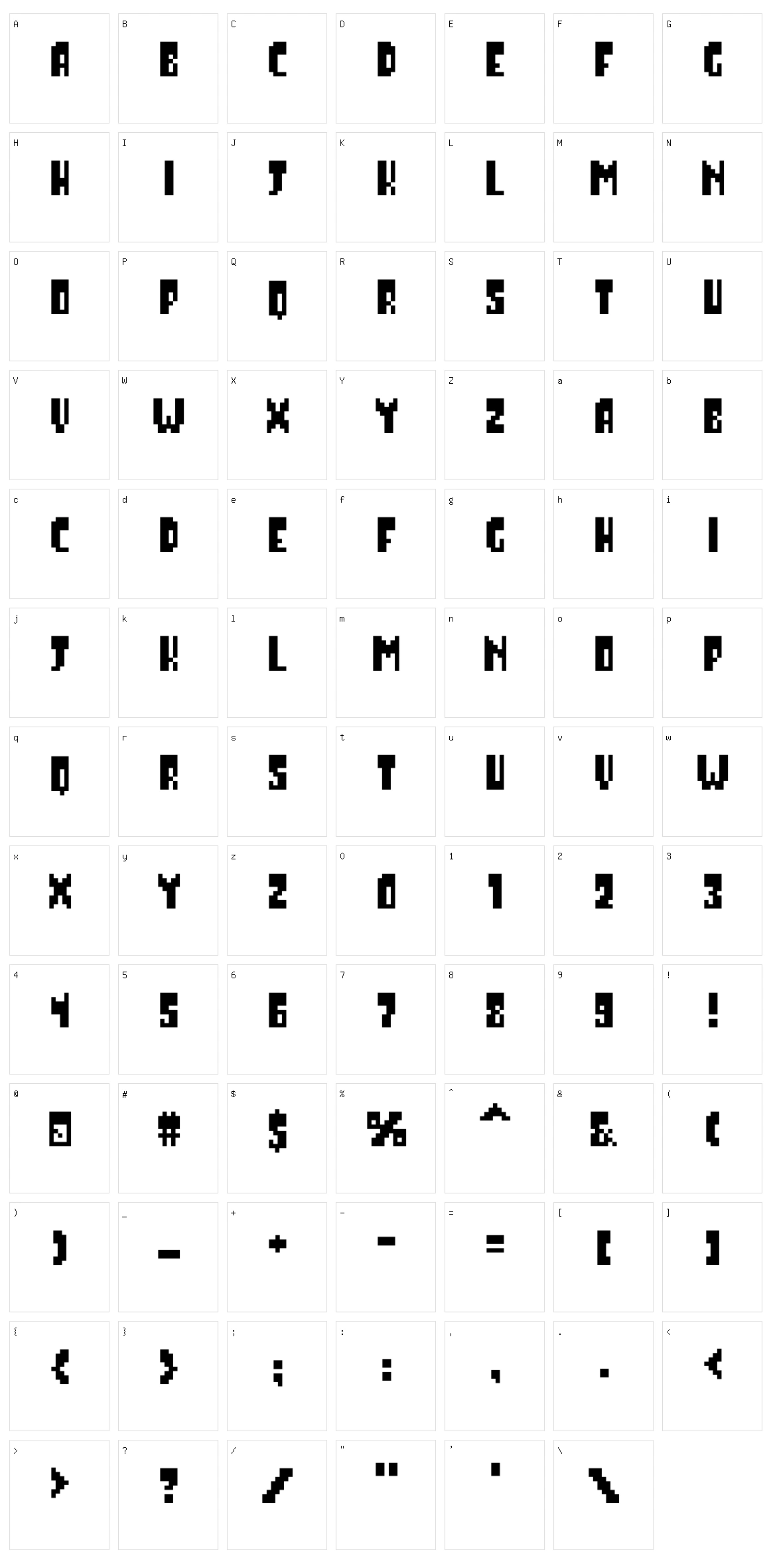 Thixels Character Set