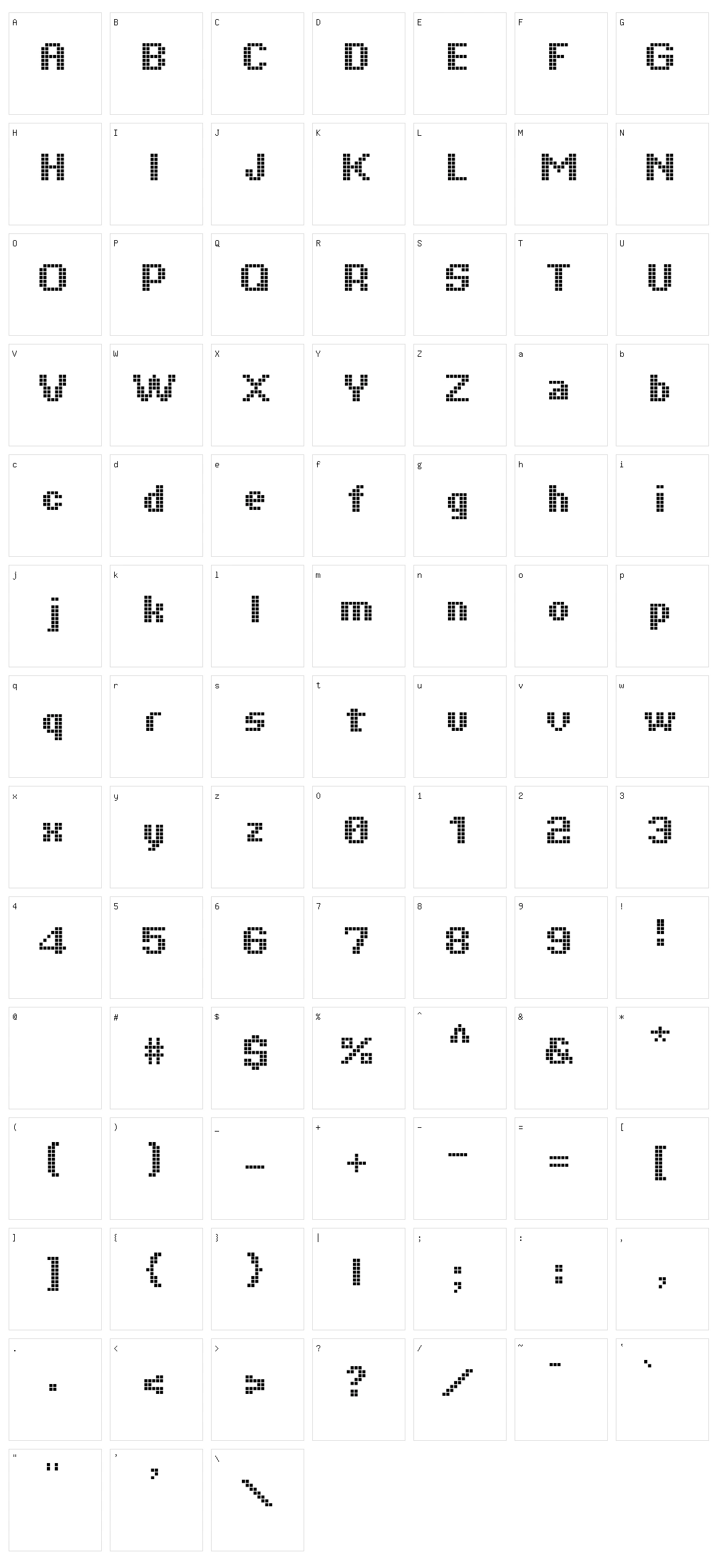 Tiquet Character Set