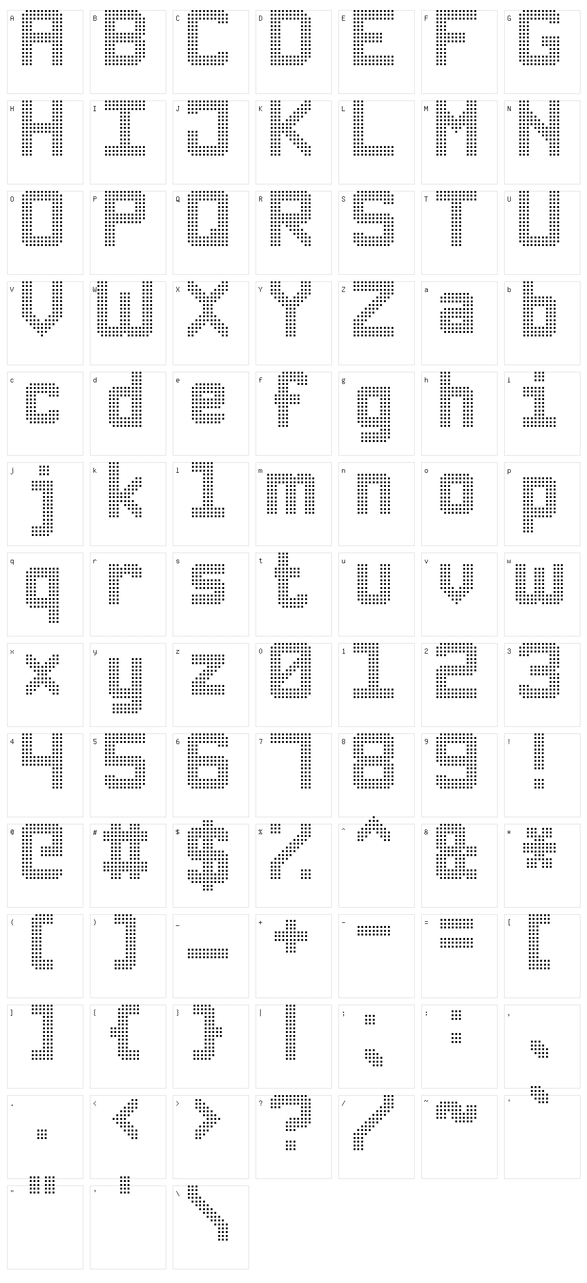 Triple Dot Digital-7 Character Set