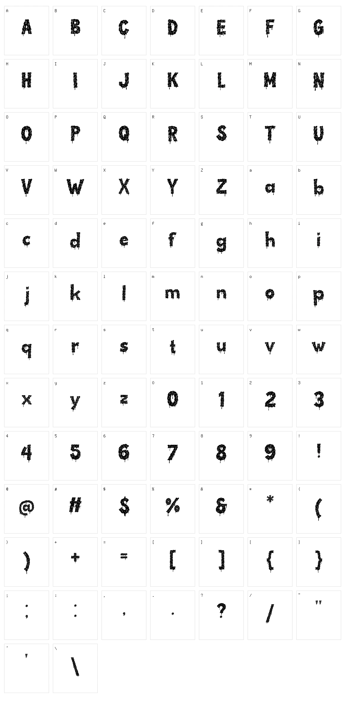 Zombik Character Set