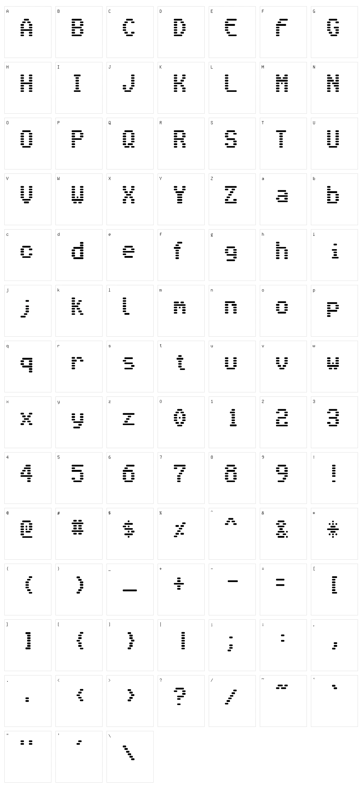 Venetia Monitor Character Set