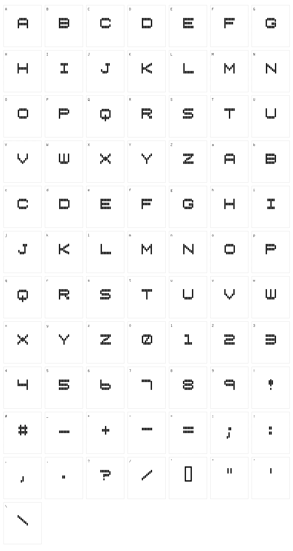 Vertical Tuning Character Set