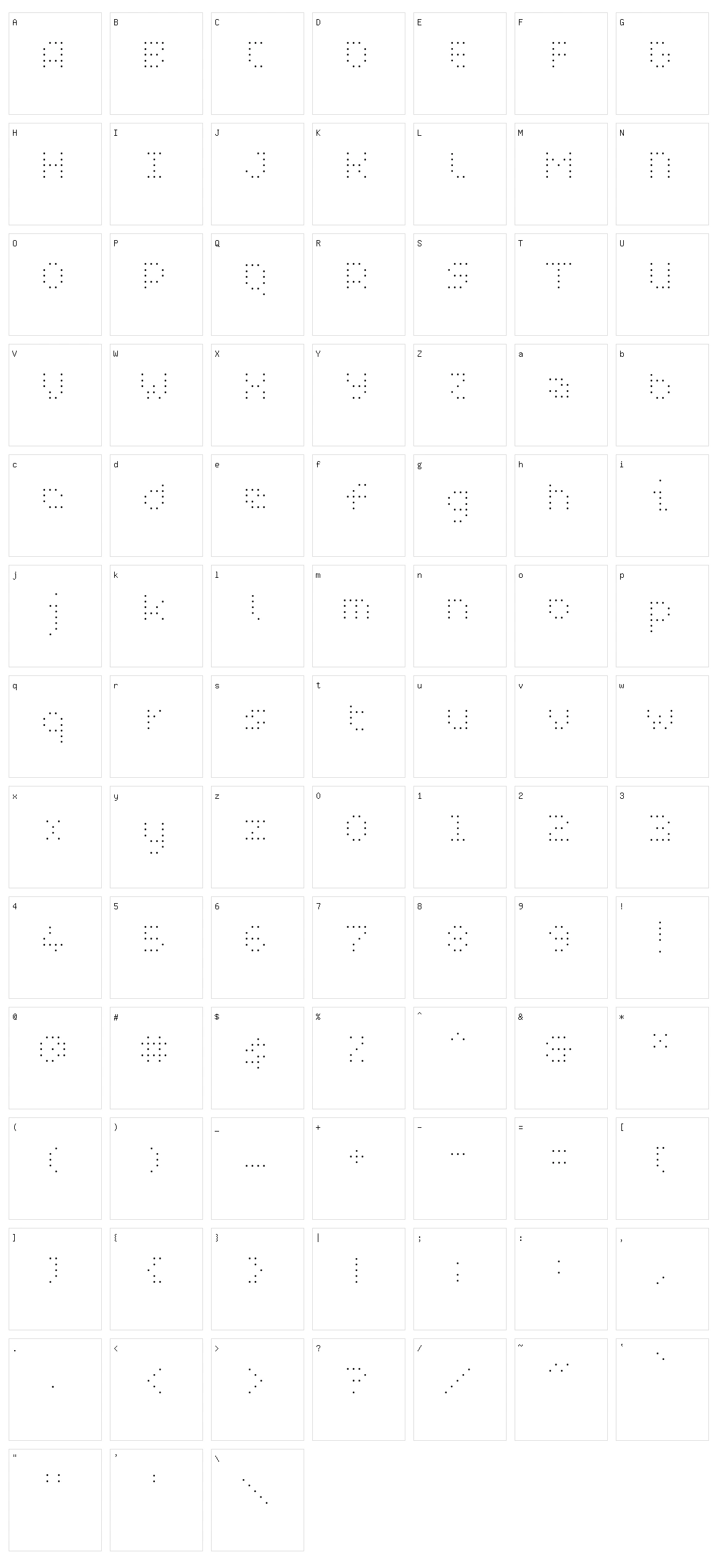 WC Pixhole Thin Bta Character Set