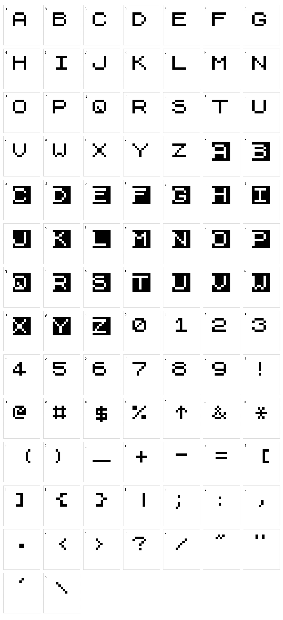 ZX81+Spectrum Character Set