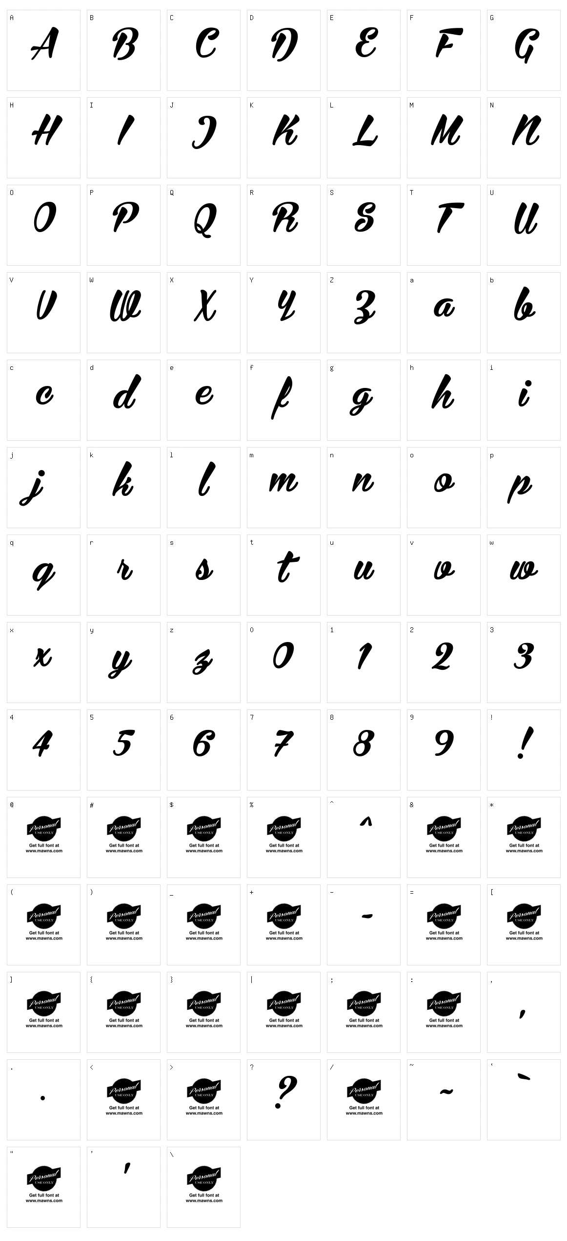 Bira Character Set