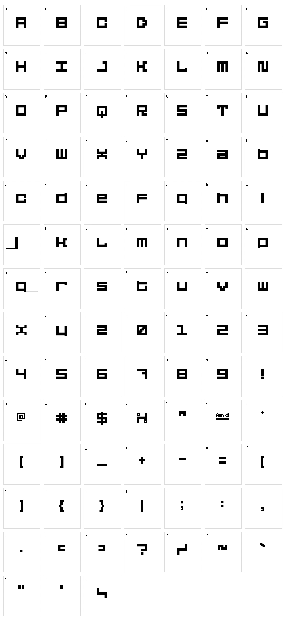 5 Didgit Character Set