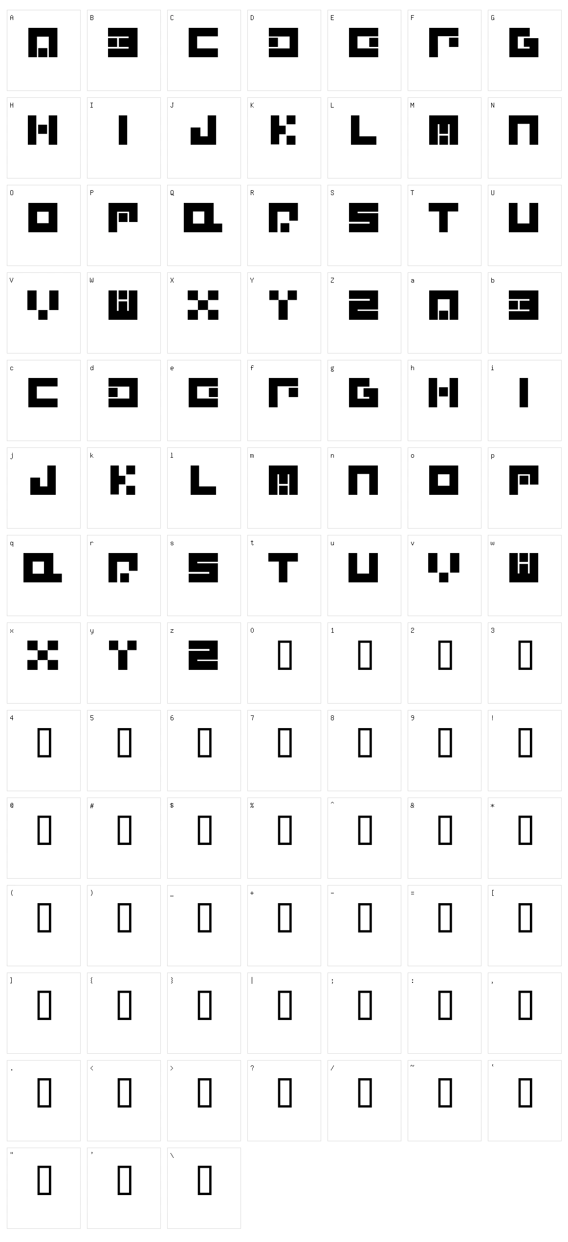 Alpha Quantum Glyphset Character Set