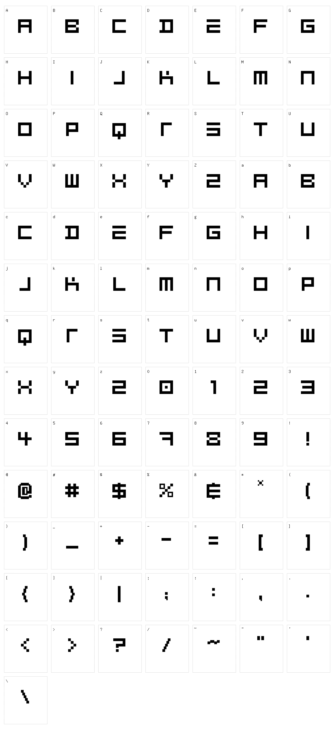 Aluminecre Character Set