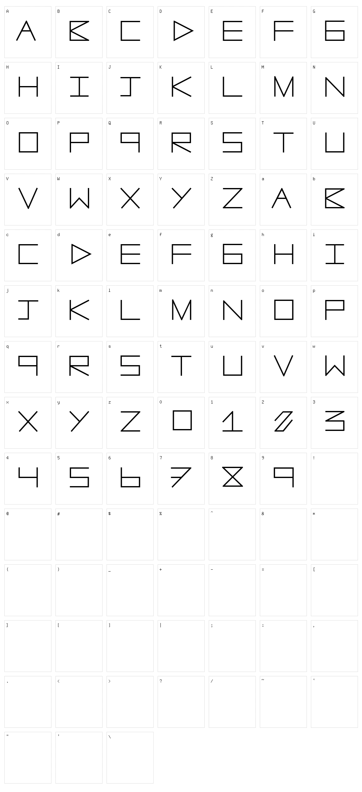 AnotherLine Character Set