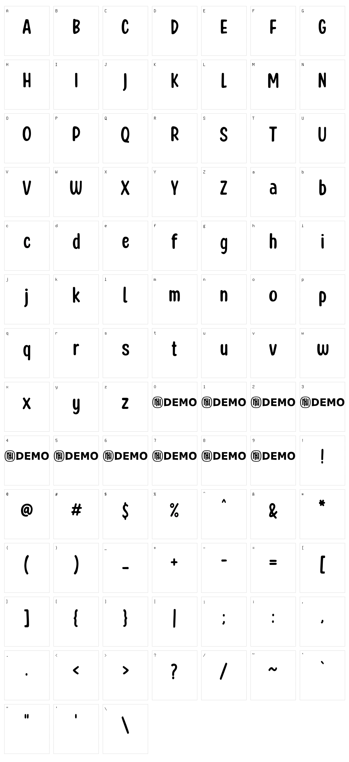 Honey Notes Character Set