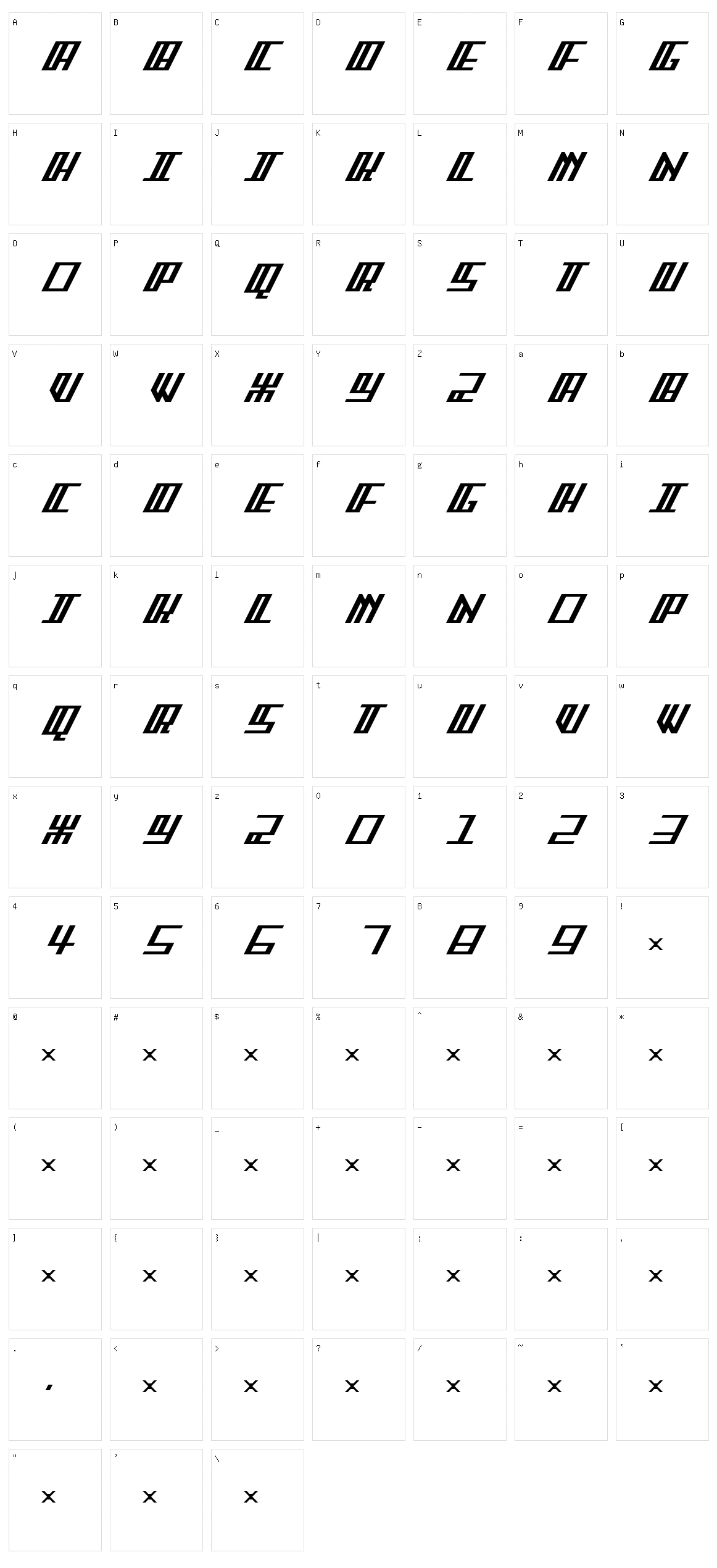 Arcader FS Character Set