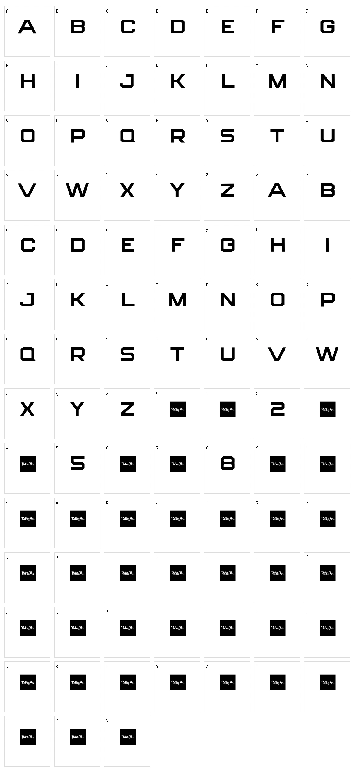 Astronomus Character Set