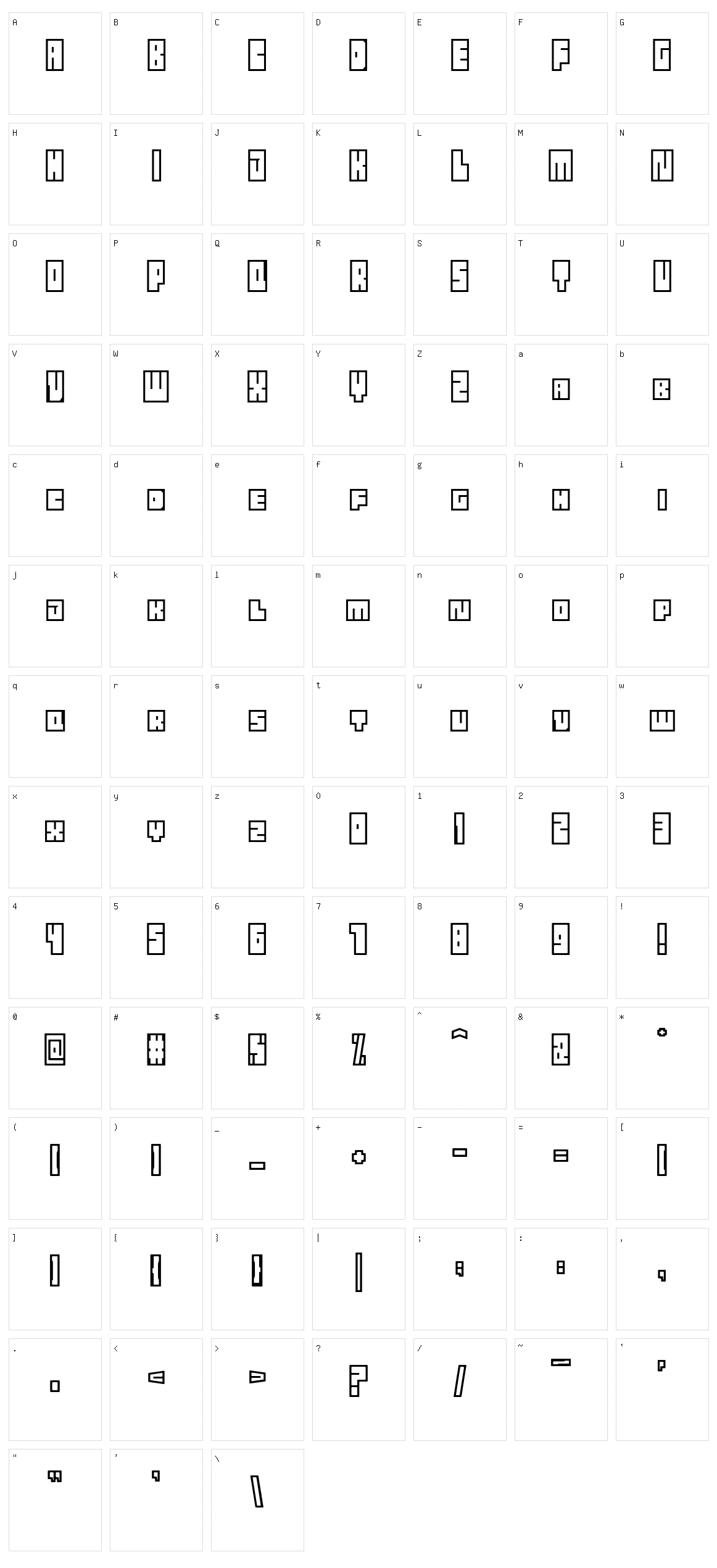 Autosquare Character Set