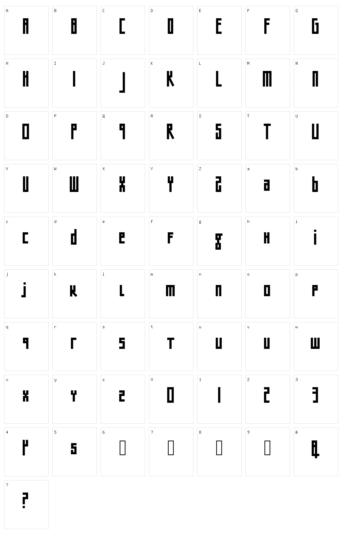 Bigntall Character Set