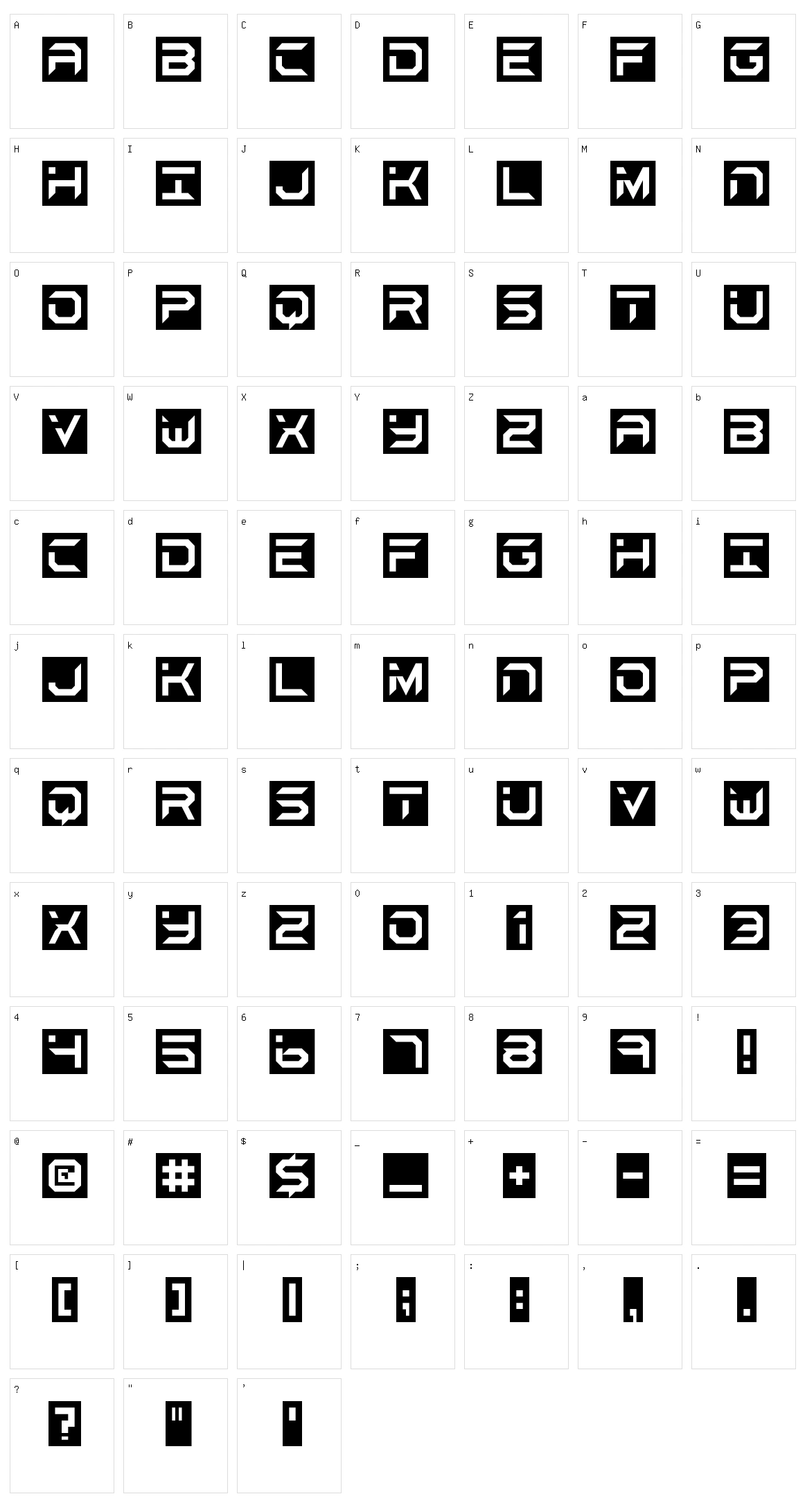 Black and White Character Set
