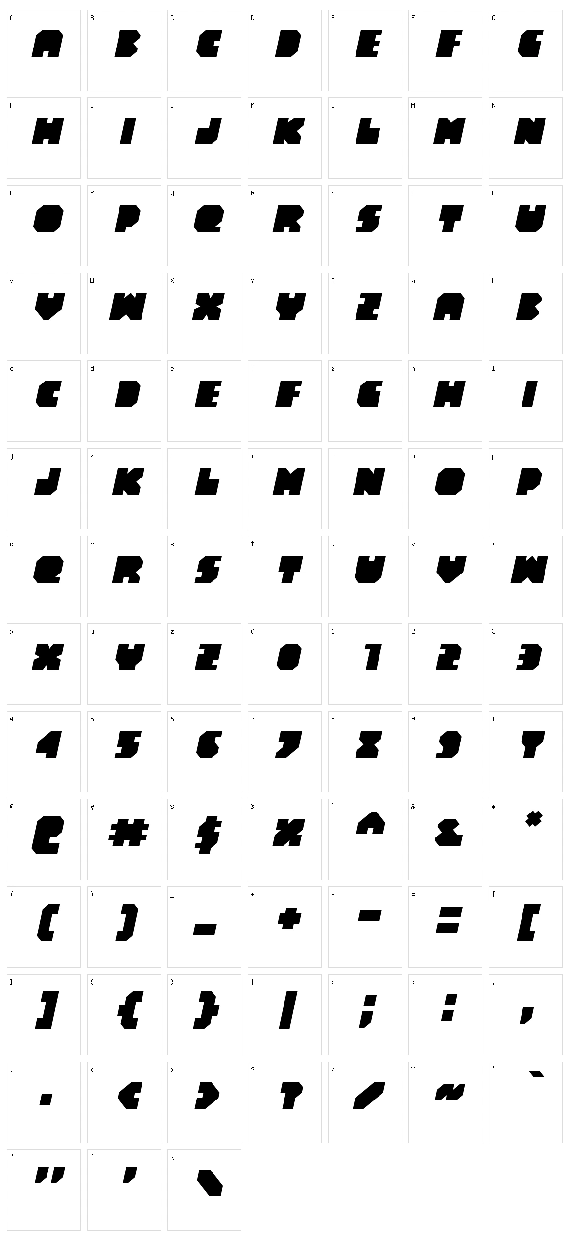 Blaec Character Set