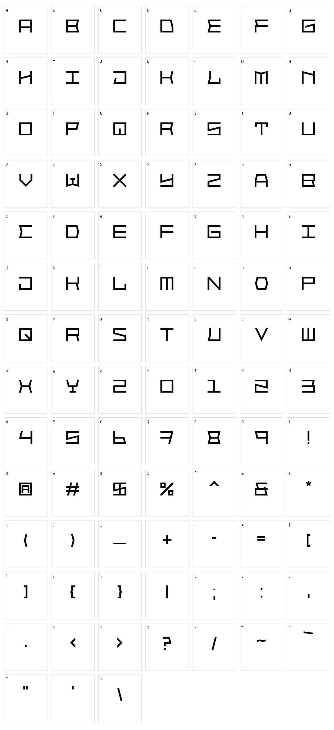 Block Face Character Set
