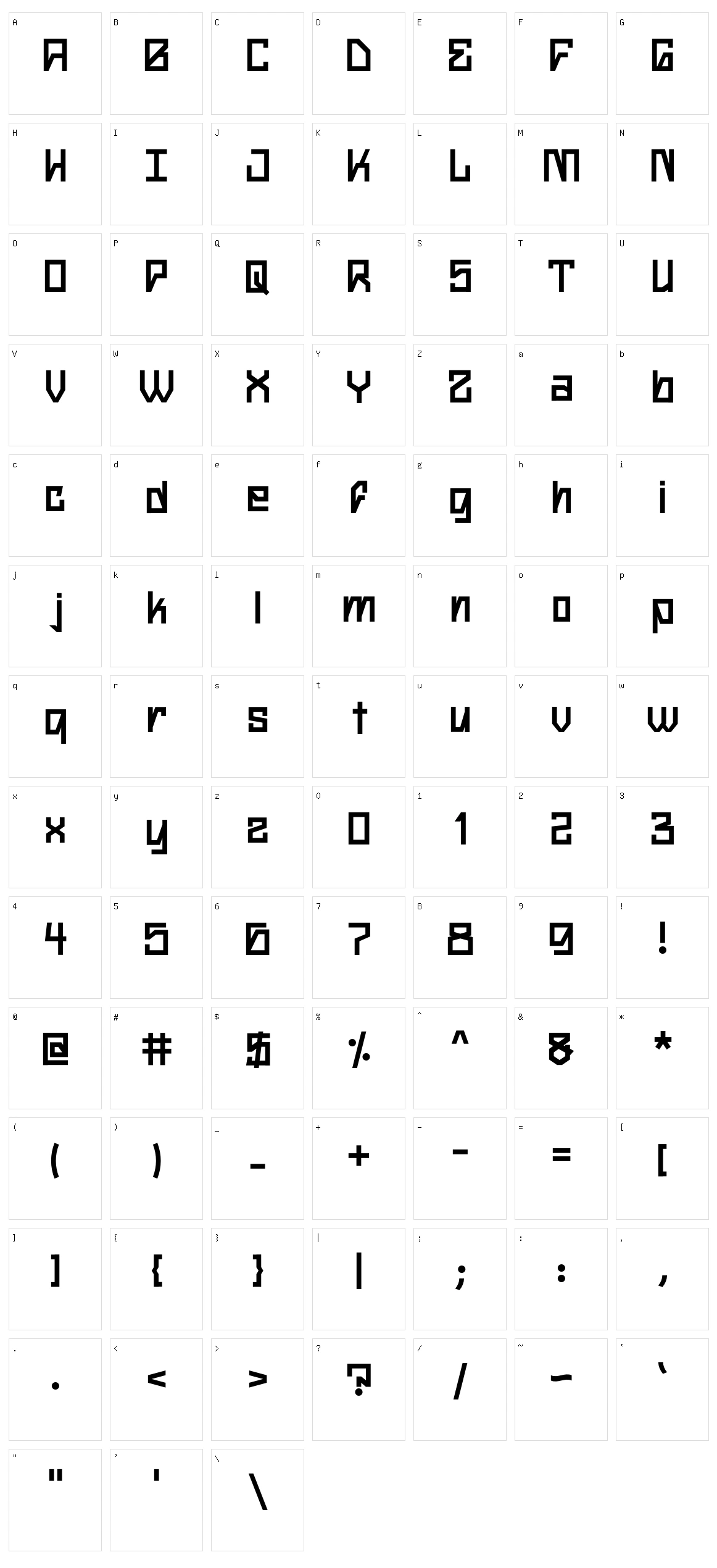 Blocker-2 Character Set