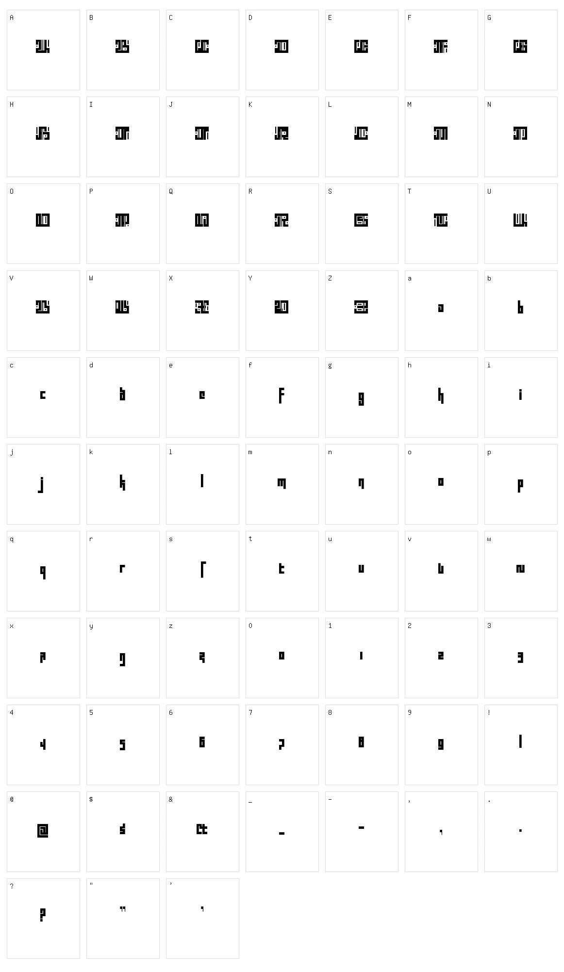 Blocktur Character Set