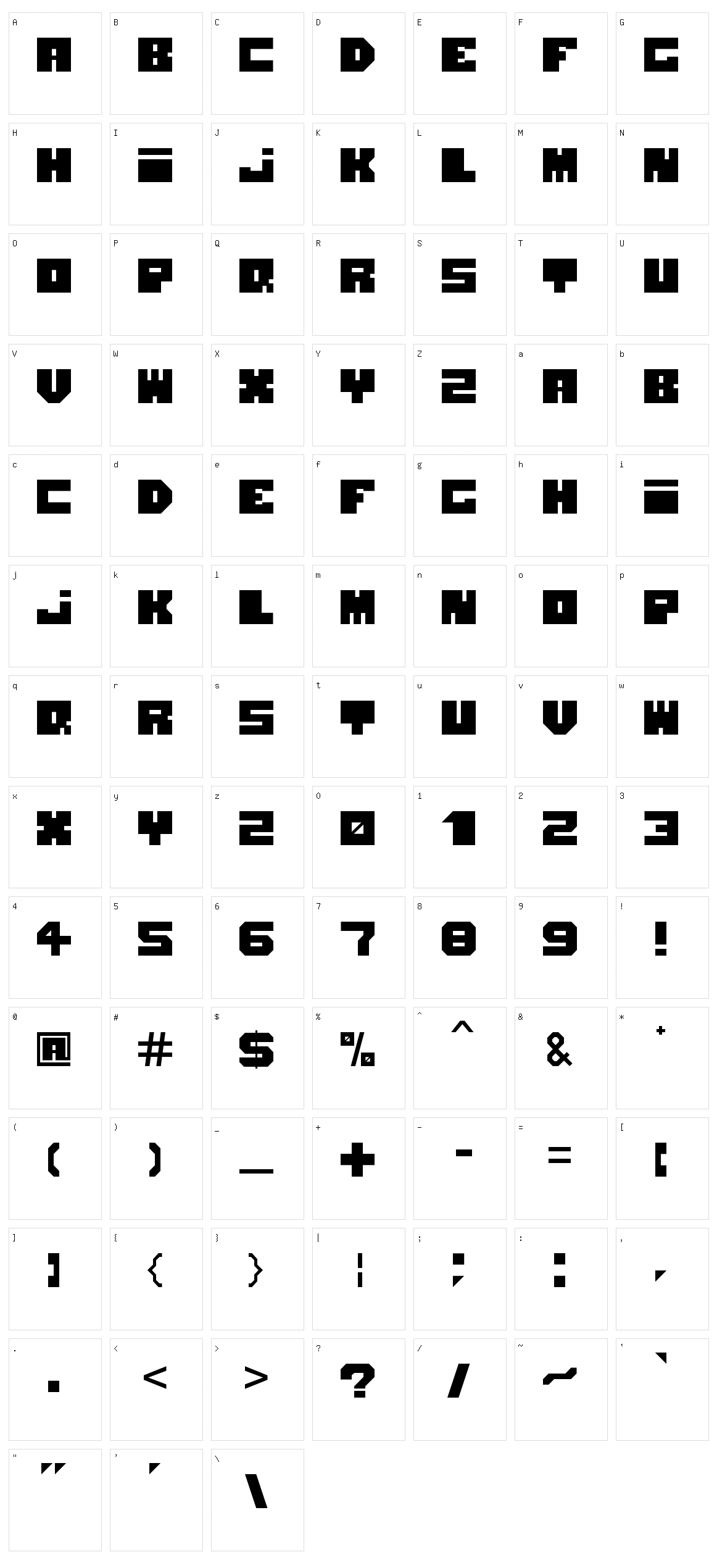 Blokhed Character Set