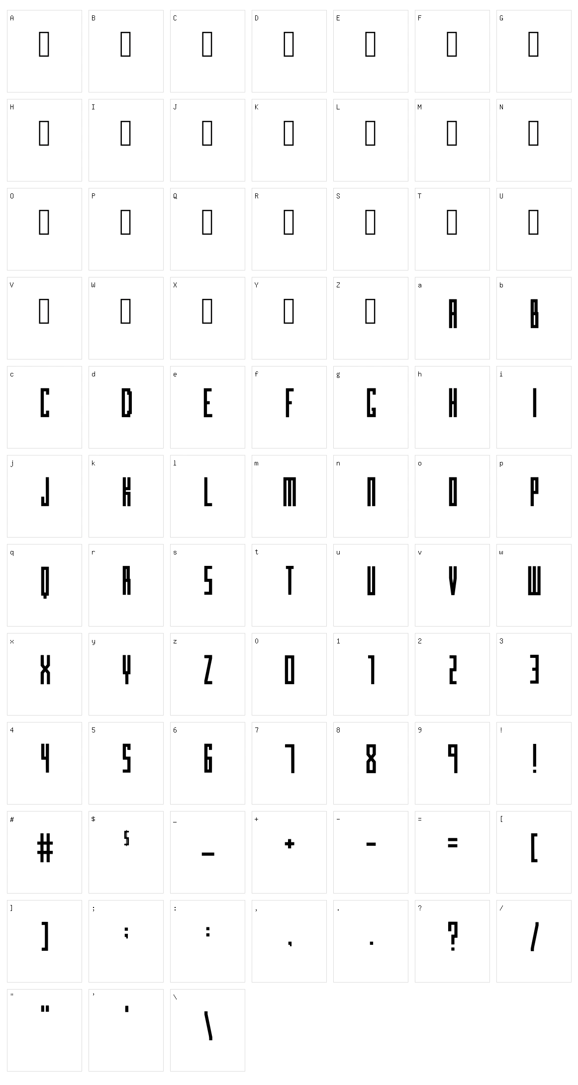 Blox Condensed Character Set