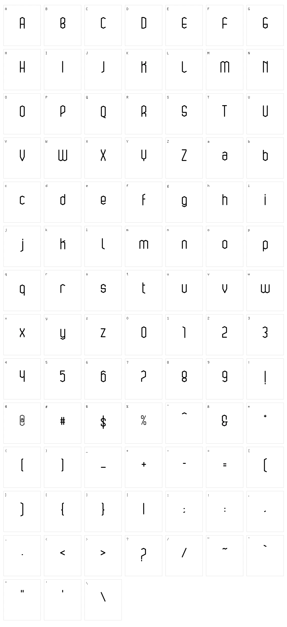 Bluesquare Character Set