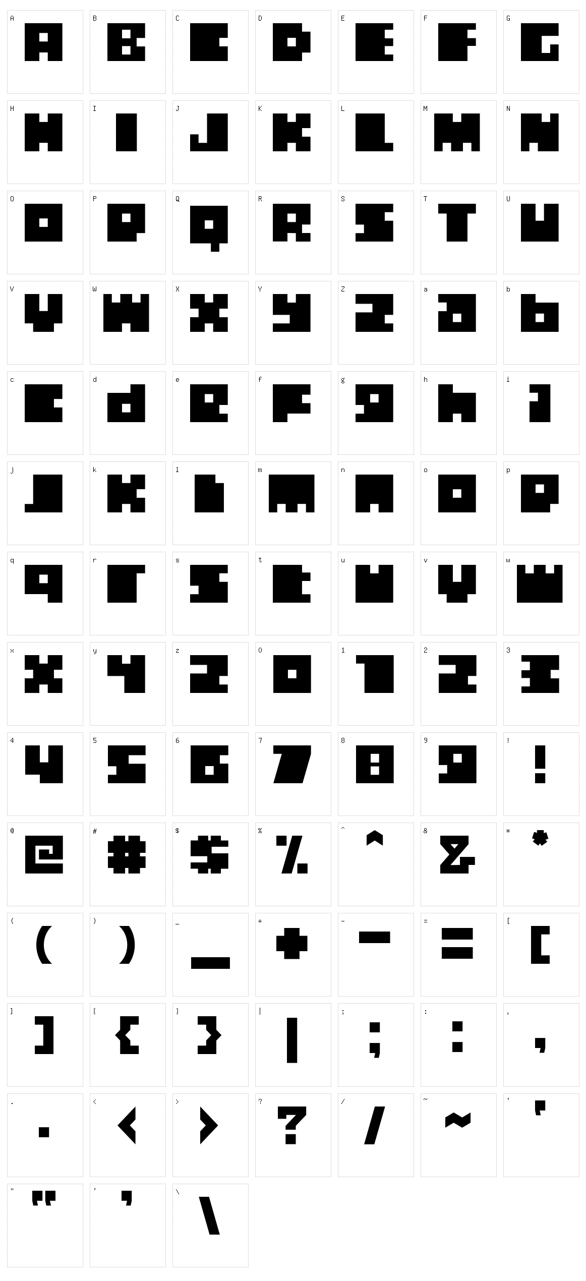 Boxtoc Character Set