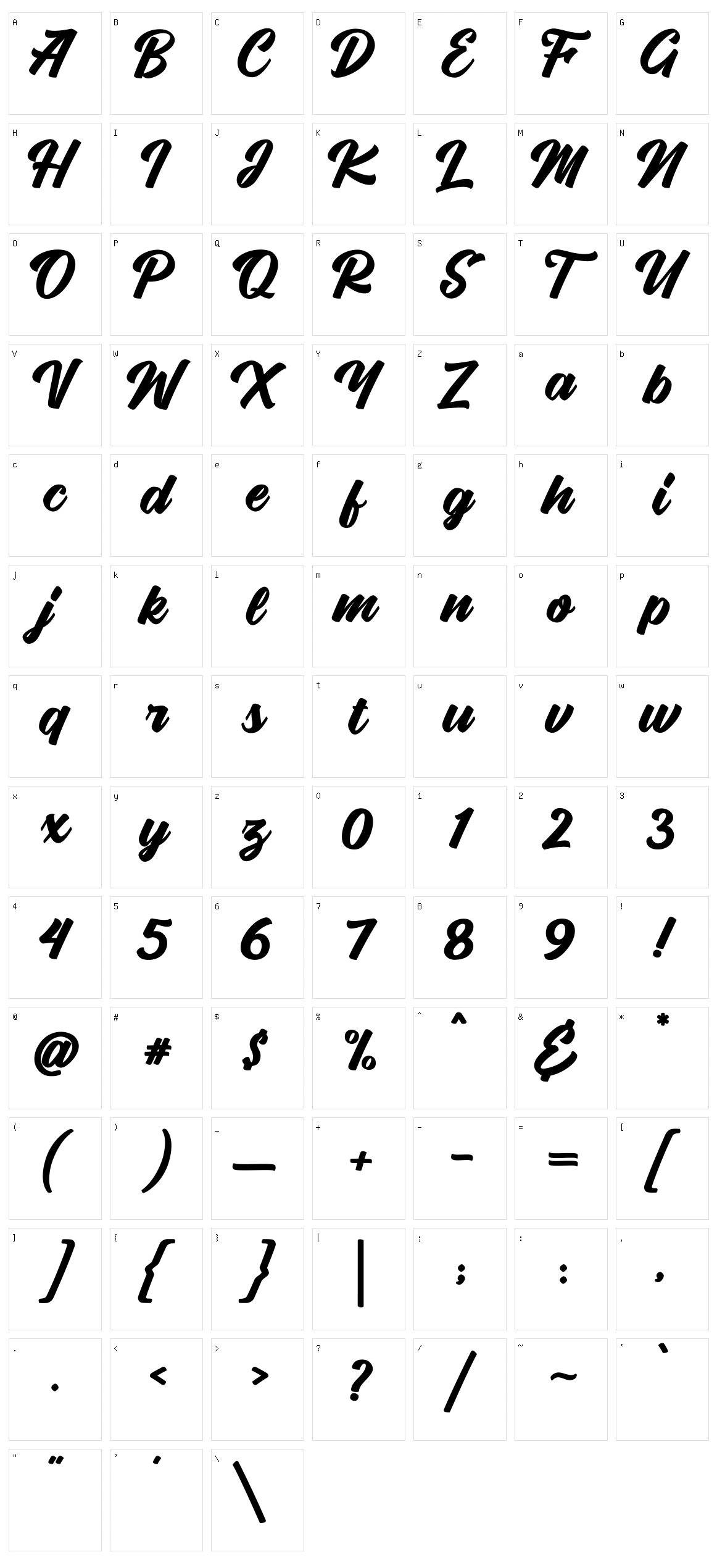 Vigrand Character Set