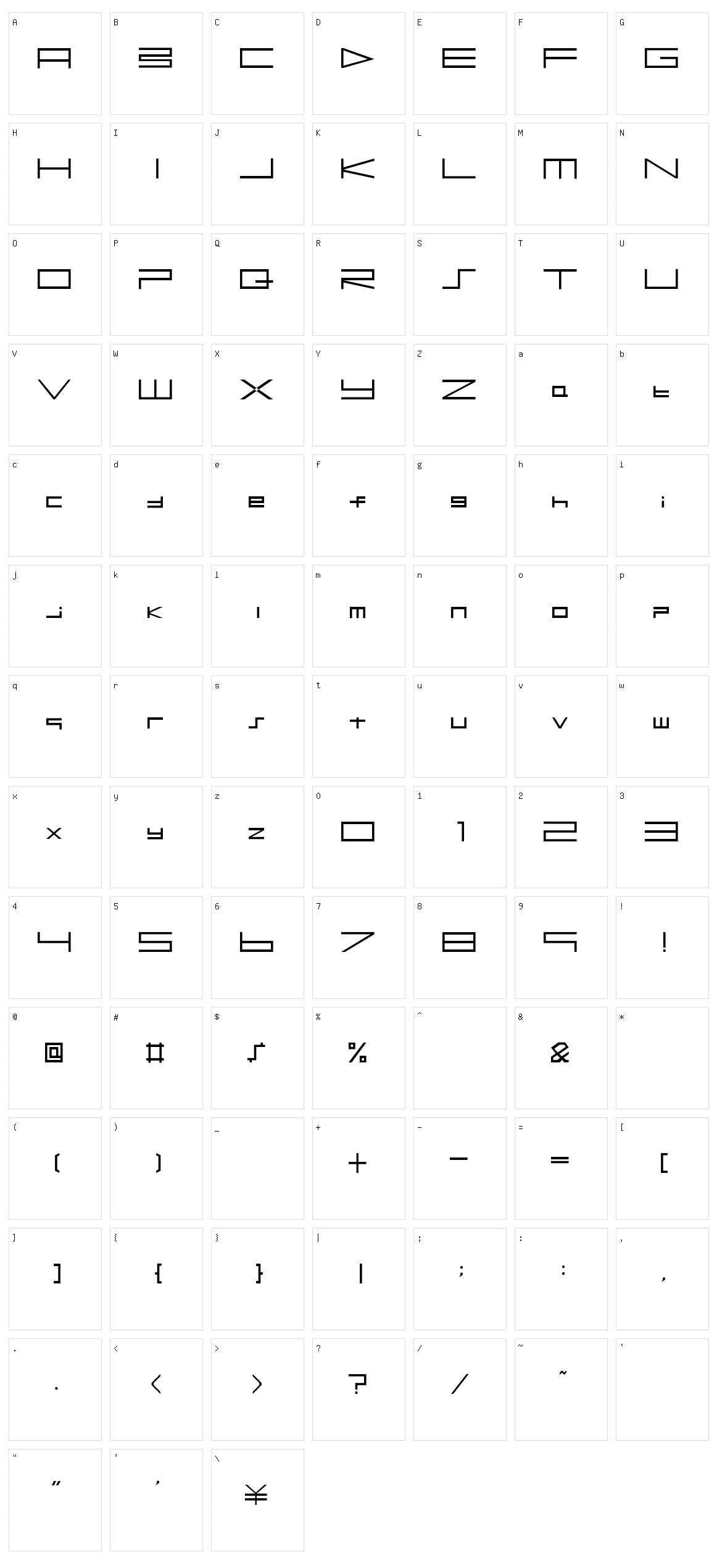 BTSE PS2 Character Set