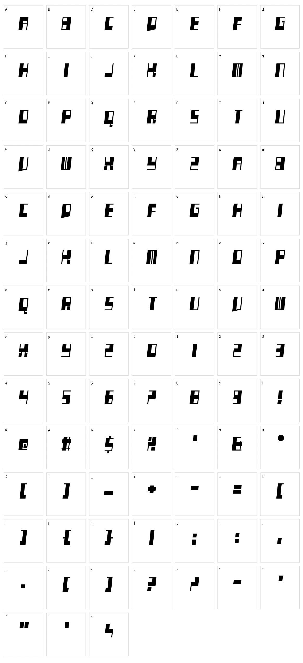 Clease Plap Character Set